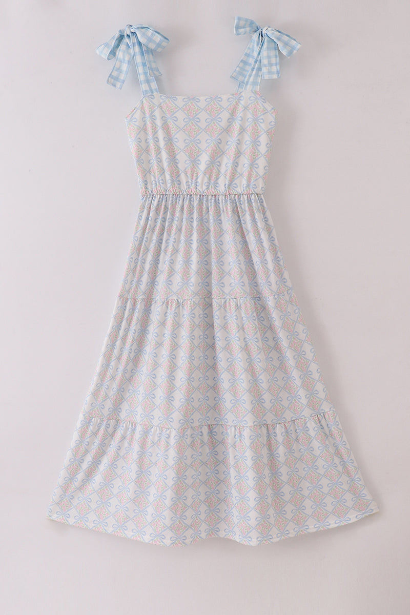 Pink floral bow dress