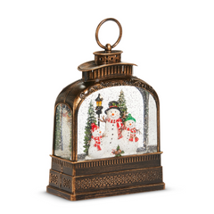 Snowman antiqued water lantern