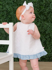 Baby Girls White & Light Blue Swing Top & Bloomer Set