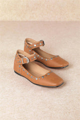 MYSTIC VINTAGE STUDDED SEMIS SQUARE TOE BALLET FLATS