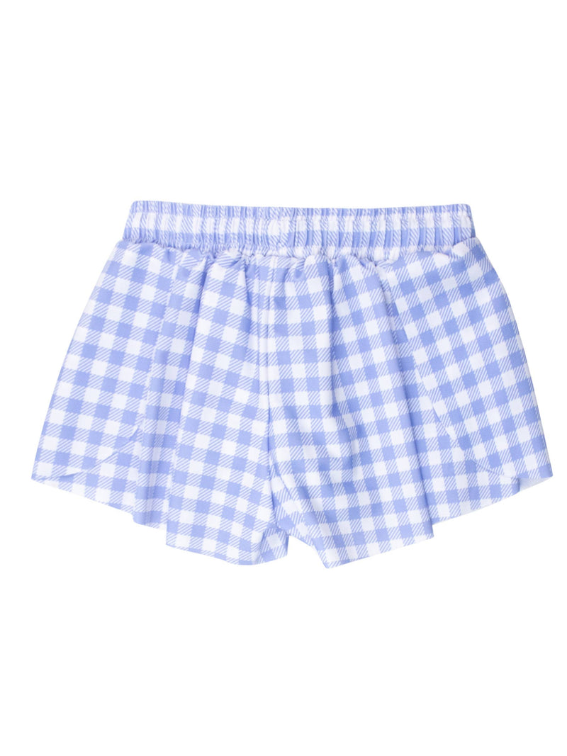 Girls Periwinkle Blue Gingham Active Butterfly Shorts
