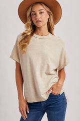 CREW NECK KNIT T-SHIRT: Black