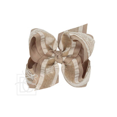 Double Ruffle/ Grosgrain Layered Hair Bow: 4.5" Large