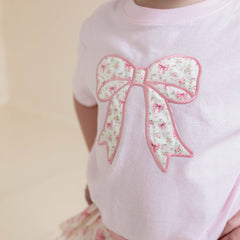 Ditsy Floral Bow Patch Short Sleeve T-Shirt