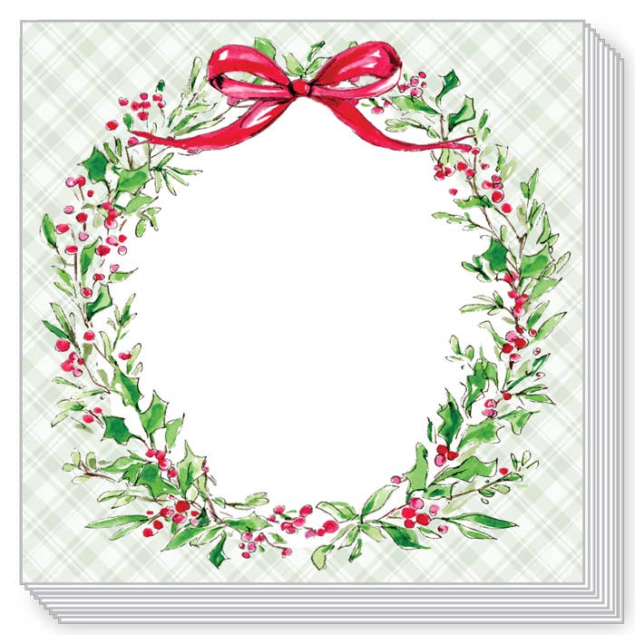 Holly with Berries Crest with Red Bow Block Notepad