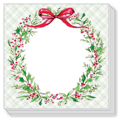 Holly with Berries Crest with Red Bow Block Notepad