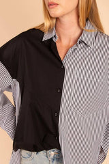 Asymmetrical Monochrome Button-Up Shirt