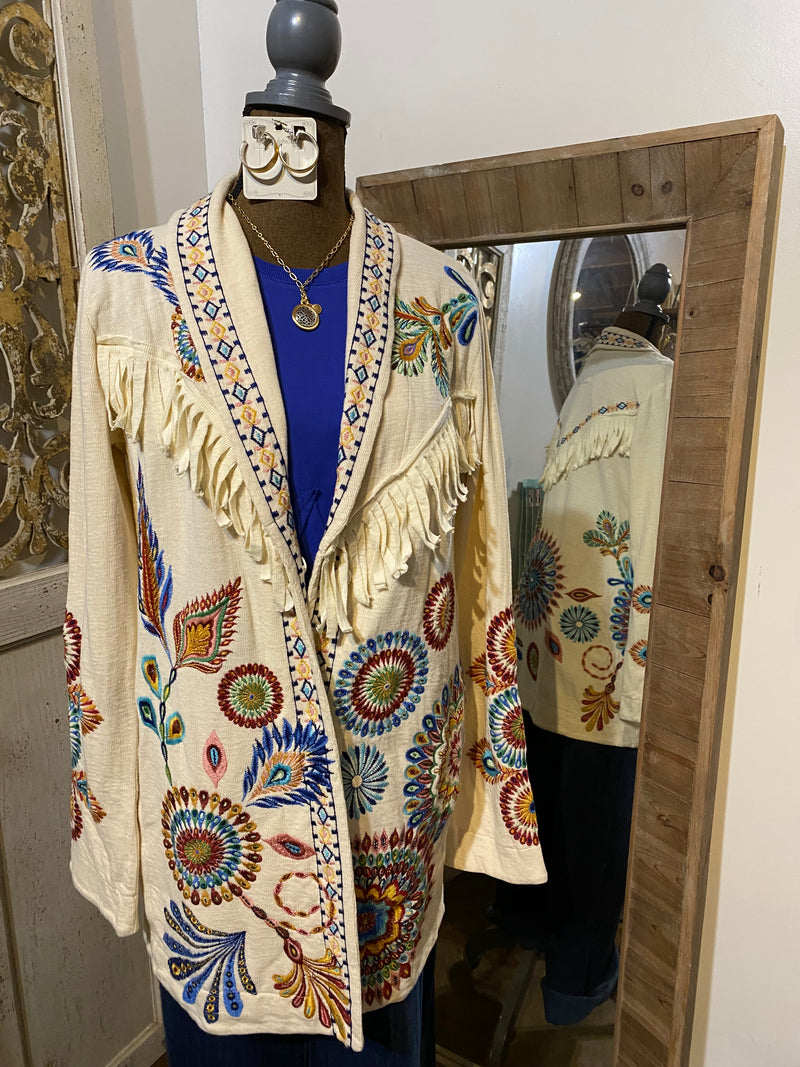 Zaria Fringed knit jacket