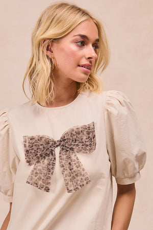 Leopard Print mesh bow top