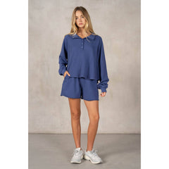 Cotton Terry Contrast Waffle Top with shorts