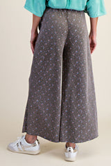 Floral Print mineral washed drawstring pant