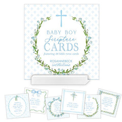 Blue Baby Scripture Cards 4x4 Flat Card With Acrylic Block