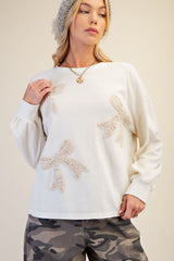 Bow patch long sleeve top