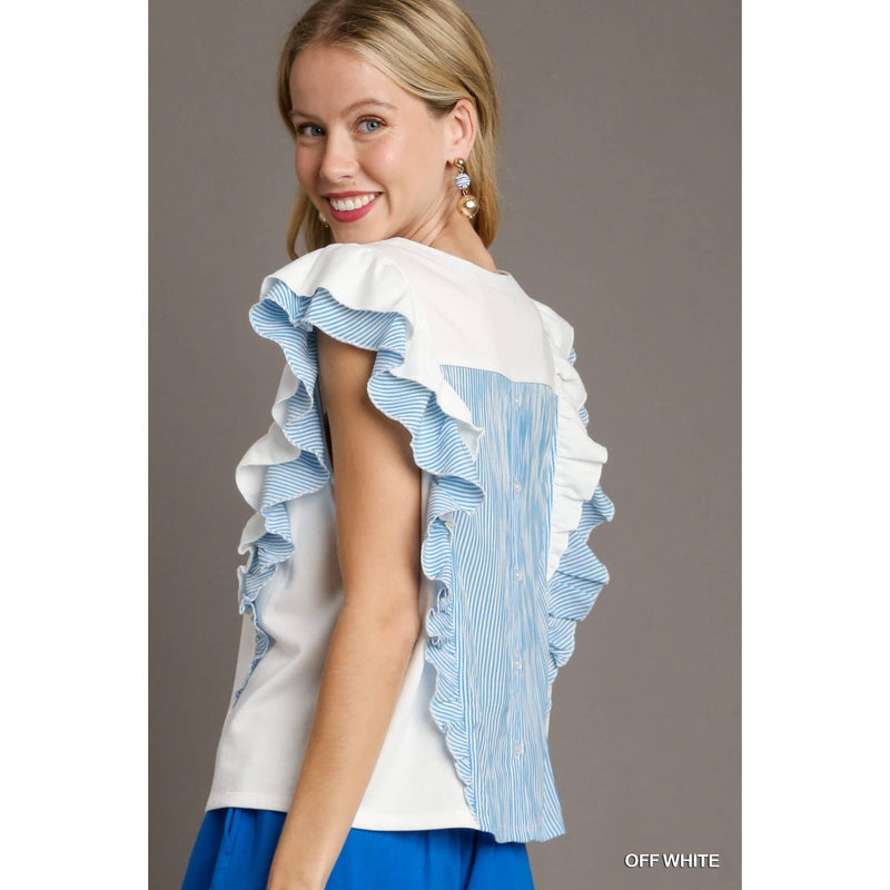 Ruffled Sleeve French Terry Top