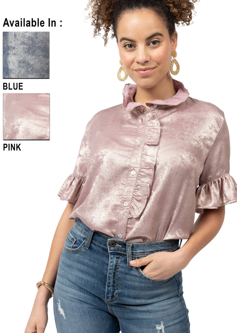 METALLIC RUFFLED EDGE TOP