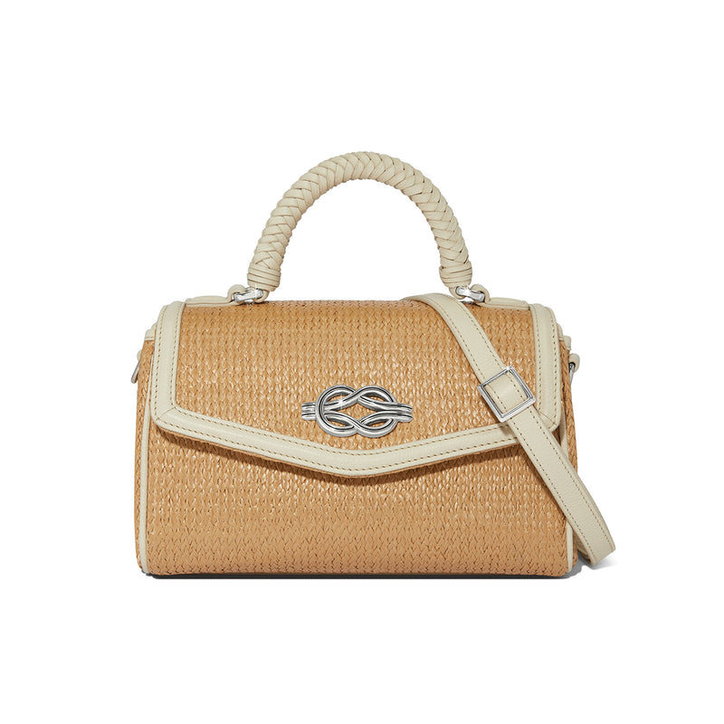 Tatum Straw flap satchel