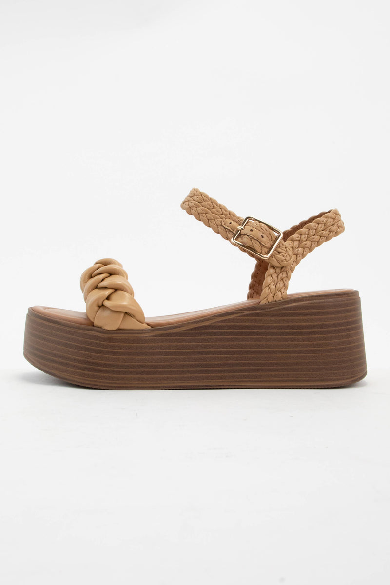 INVOKE BRAIDED STRAP PLATFORM WEDGE HEEL SANDAL