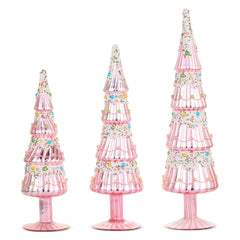 15.” Pink sprinkle trees (set of 3)