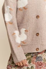 Duck Button Up Soft Knit Cardigan