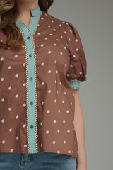 Polka dot button down shirt