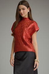 Metallic crop SS sweater