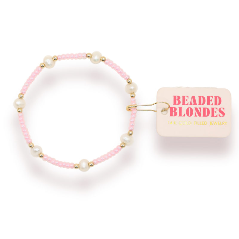 Pink Luster Pearl Bracelet: Extended 7.25 inch