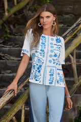 Linen Flutter sleeve blouse- Yadira