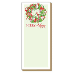 Merry Mahjong Wreath Red Green Mahjong Tiles Luxe Skinny Pad