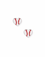 Screwback Stud Earrings - Baseball Silver