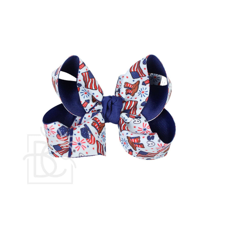 PATRIOTIC WESTERN LAYERED BOW ON ALLIGATOR CLIP: 4.5" Large