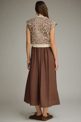 Brown dress with leopard over lay