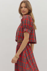Plaid 2 piece skirt set