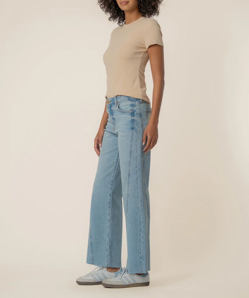 Meg high rise wide leg side detail