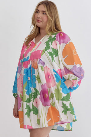 Off White Plus Size Floral Dress