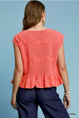 Coral ruffled top