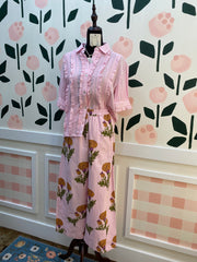 Mum pink floral barrel pant