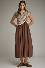 Brown dress with leopard over lay
