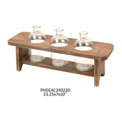 Wooden Flower stand with 3 bottles