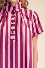 Plum striped midi dress