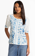 Linen Flutter sleeve blouse- Yadira