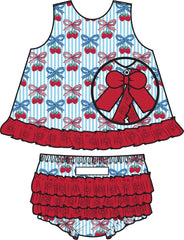 Baby Girls Berries & Bows Cotton Gauze Swing Top & Bloomer Set