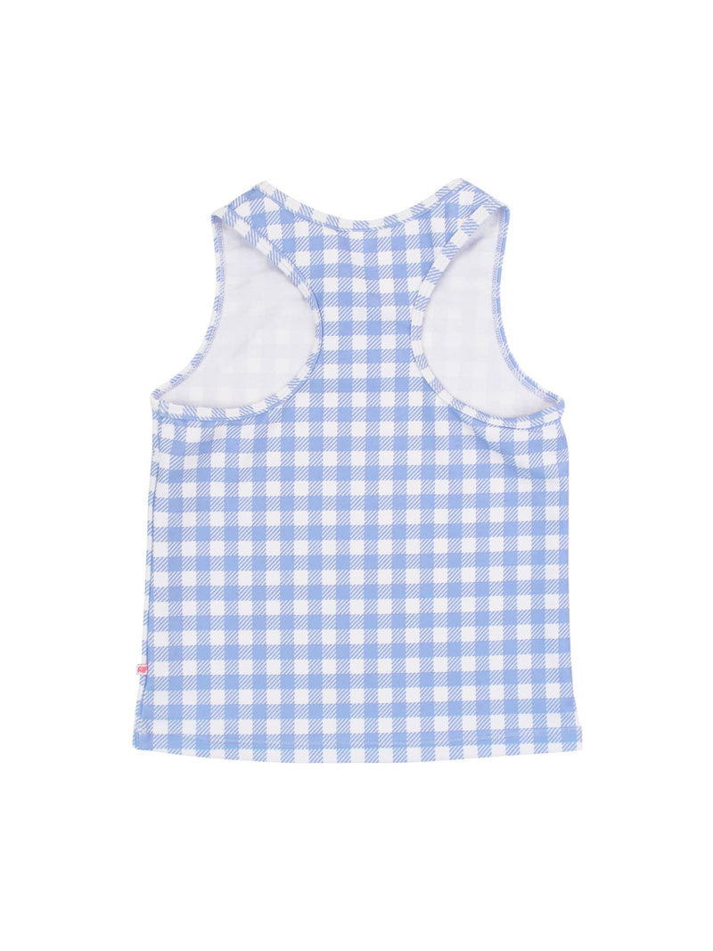 Girls Periwinkle Blue Gingham Active Tank Top