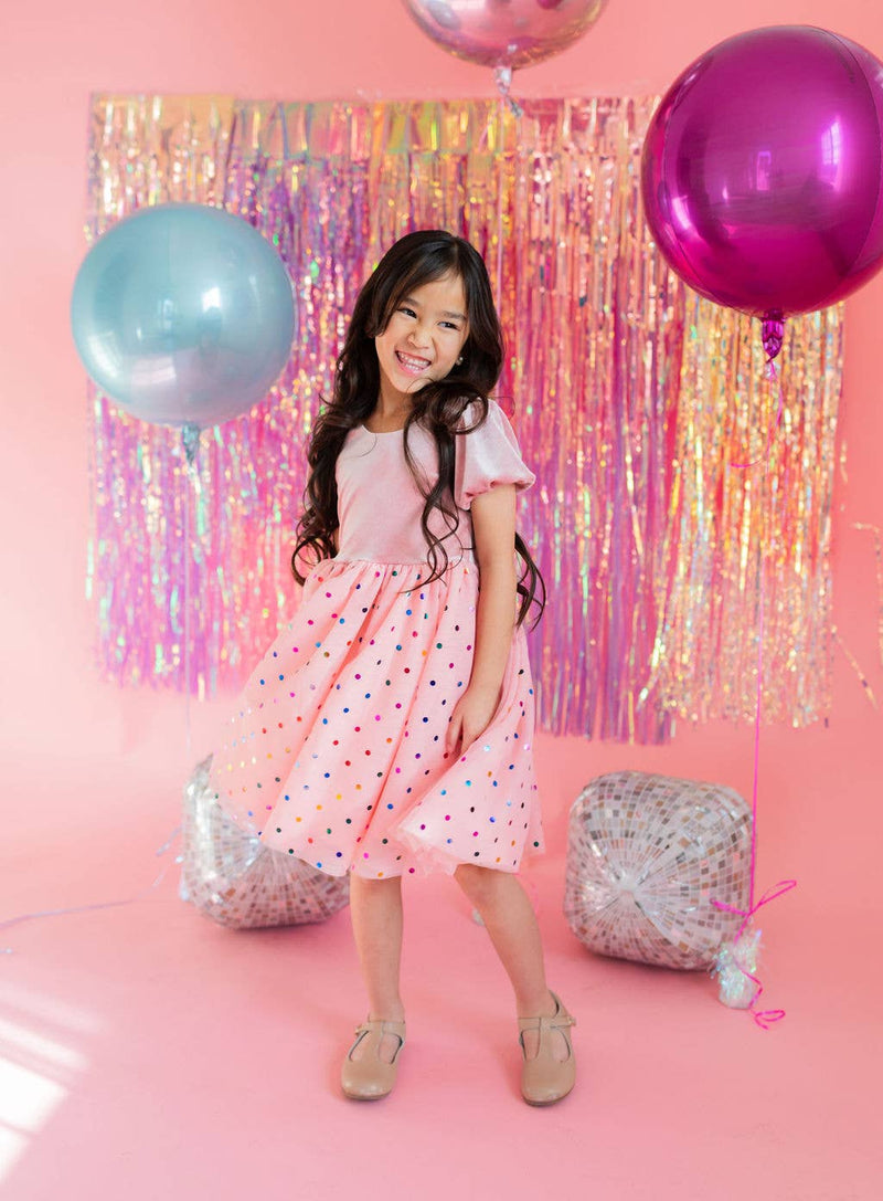 Diana in Soft Pink Confetti | Girls Luxury Dress