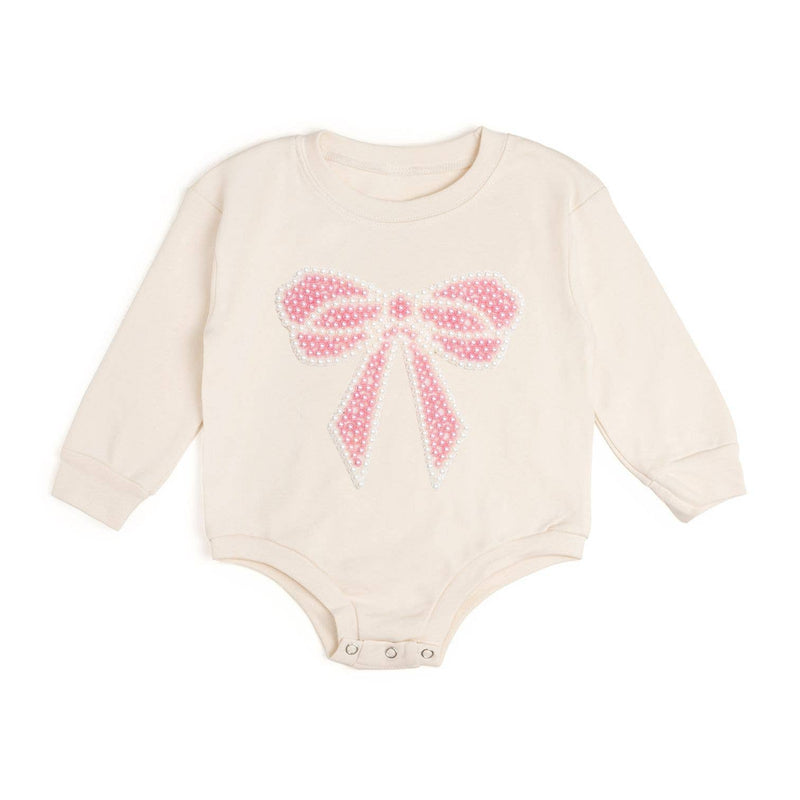 Pearl Bow Patch Long Sleeve Romper