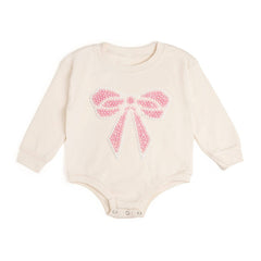 Pearl Bow Patch Long Sleeve Romper