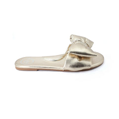 RAFIE - GOLD Bow Slide Sandal: GOLD