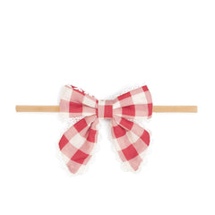Red Gingham Bow Baby Headband - Kids Hair Accessories