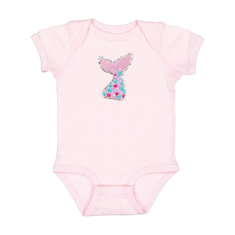 Mermaid Tail Patch Short Sleeve Bodysuit - Summer Baby