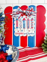 Red White and blue scalloped display board ( Charm on board not included)