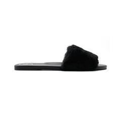 ZIELA - BLACK Faux Fur Slide : Black